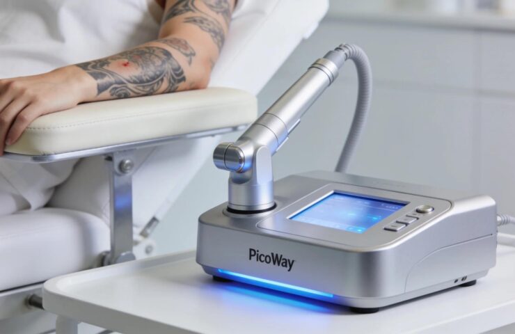 Modern tattoo removal device in a clinical setting illustrating the advanced technology of PicoWay