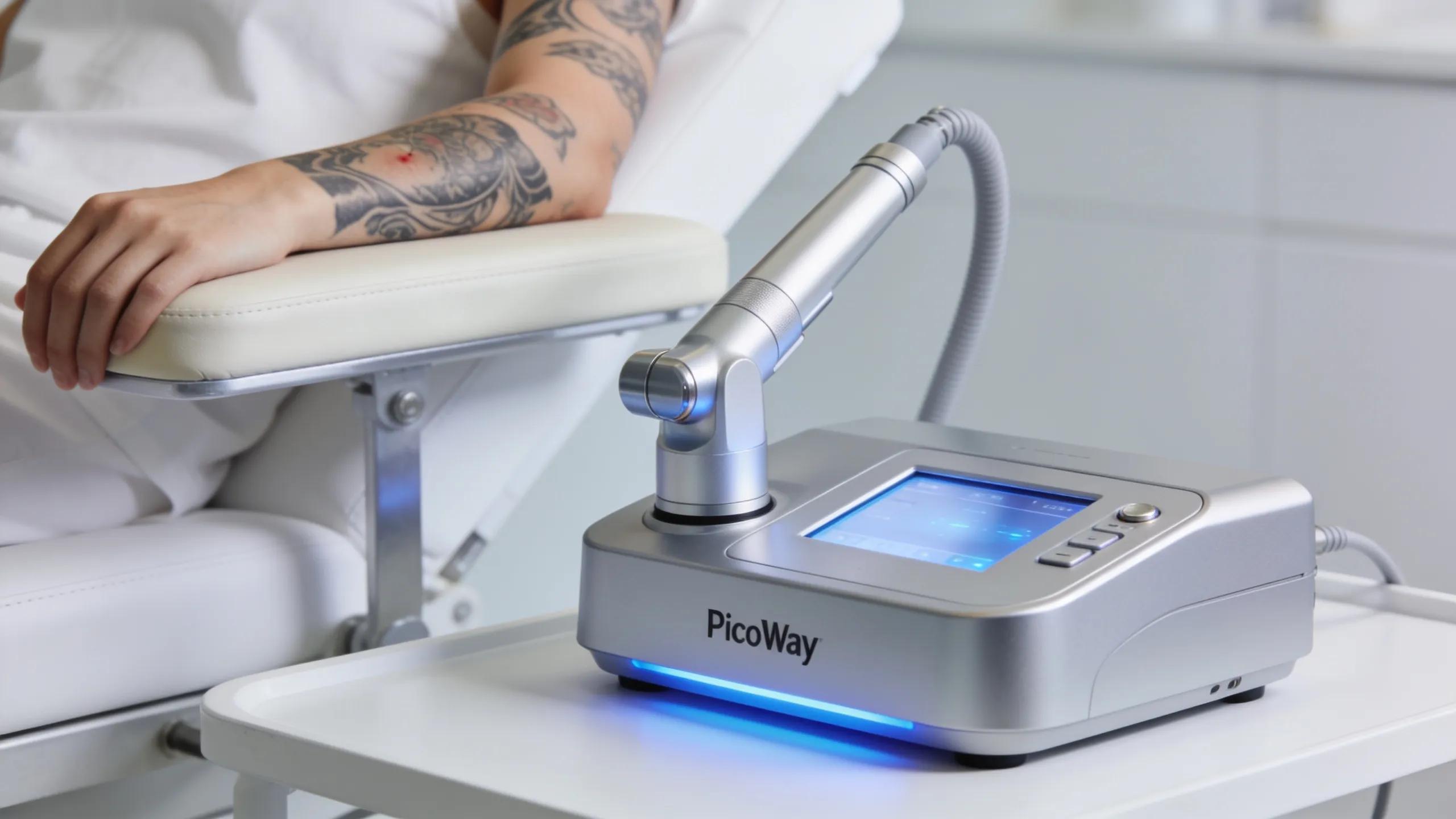 Modern tattoo removal device in a clinical setting illustrating the advanced technology of PicoWay
