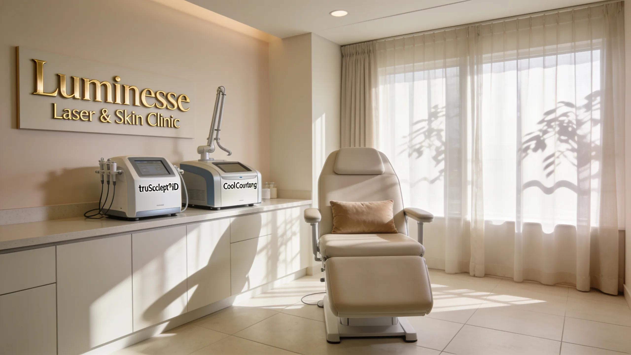 Luxurious treatment room at Luminesse Laser & Skin Clinic in Ottawa featuring truSculpt® iD and CoolSculpting equipment.